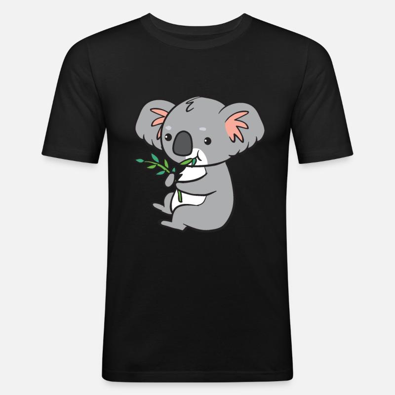Koala - isst Eukalyptus - Männer Slim Fit T-Shirt - Schwarz