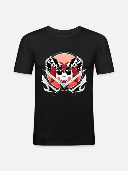 Warrior skull - Men's Slim Fit T-Shirt - black