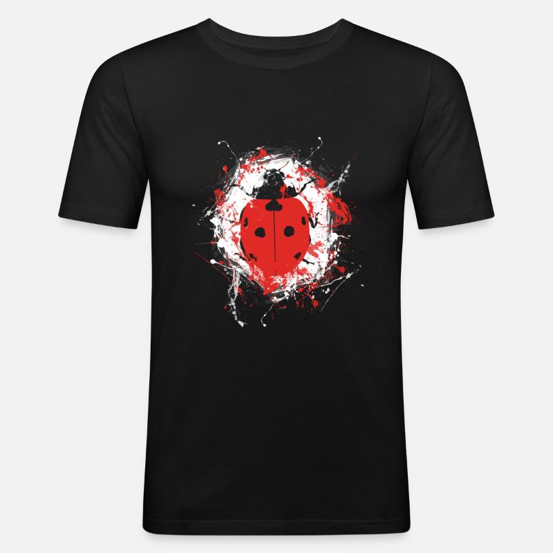 Marienkäfer - Männer Slim Fit T-Shirt - Schwarz
