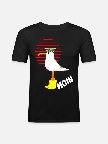MOIN Moewe - Männer Slim Fit T-Shirt - Schwarz