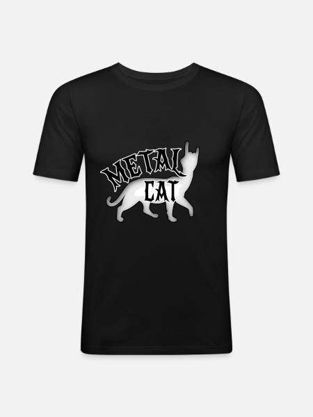 Metal Cat - Rock Cat - Men's Slim Fit T-Shirt - black