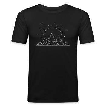 Geometrische Berge - Modern Abstrakt Geschenk - Männer Slim Fit T-Shirt - Schwarz - Vorne - Nik (191cm)