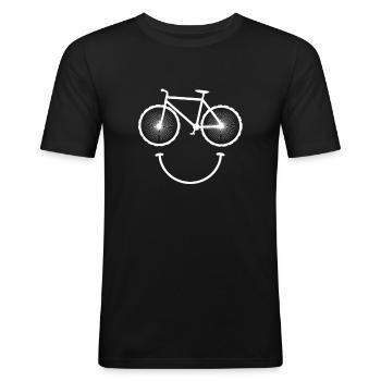 Fahrrad Smiley - Männer Slim Fit T-Shirt - Schwarz - Vorne - Nik (191cm)