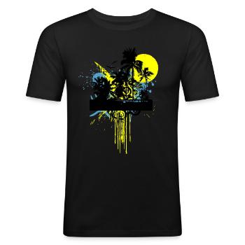nature - Männer Slim Fit T-Shirt - Schwarz - Vorne - Nik (191cm)