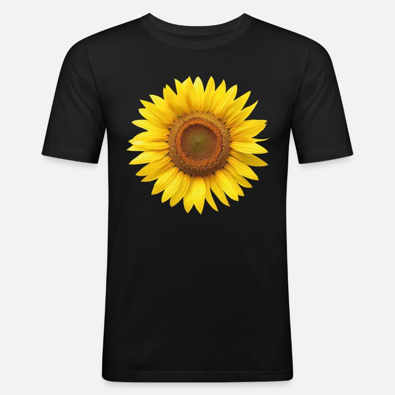 Sonnenblume - Männer Slim Fit T-Shirt - Schwarz
