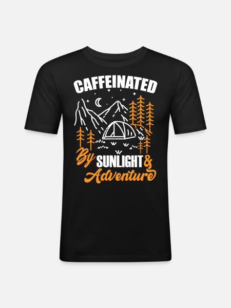 Caffeinated by Sunlight and Adventure - Men's Slim Fit T-Shirt - black