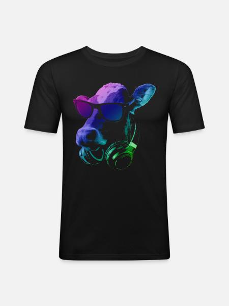 DJ COW - Men's Slim Fit T-Shirt - black
