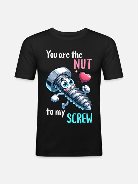 Funny Screwing Nut Pair Design - Men's Slim Fit T-Shirt - black