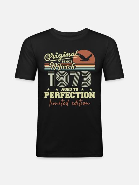 Birthday March 1973 - Men's Slim Fit T-Shirt - black