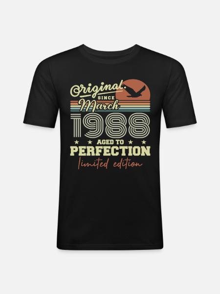 Birthday March 1988 - Men's Slim Fit T-Shirt - black