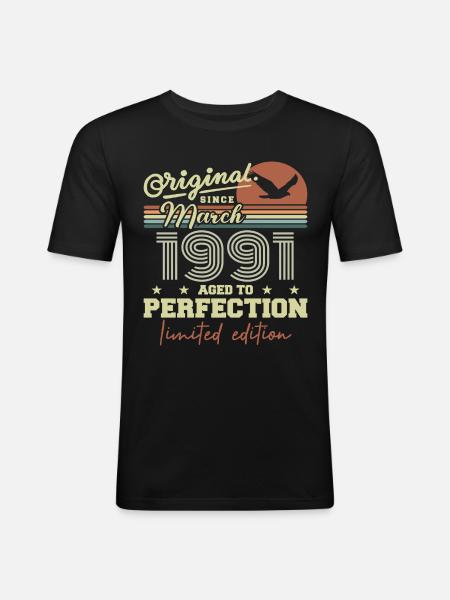 Birthday March 1991 - Men's Slim Fit T-Shirt - black