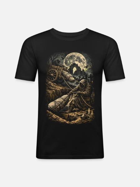 Friedhof Goth Humor - Männer Slim Fit T-Shirt - Schwarz
