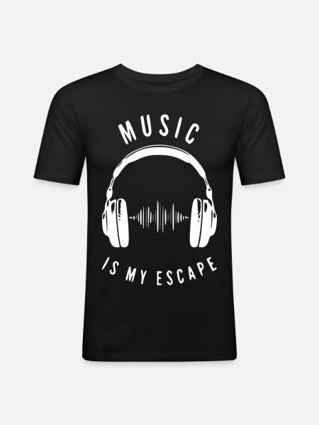 Music is my escape - Men's Slim Fit T-Shirt - black