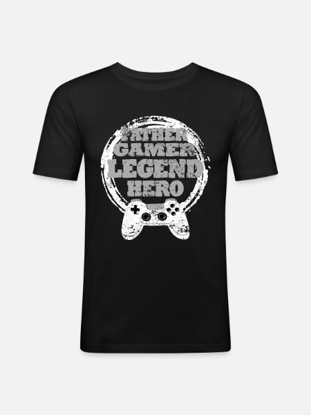 Daddy Gaming Retro Geschenkidee - Männer Slim Fit T-Shirt - Schwarz