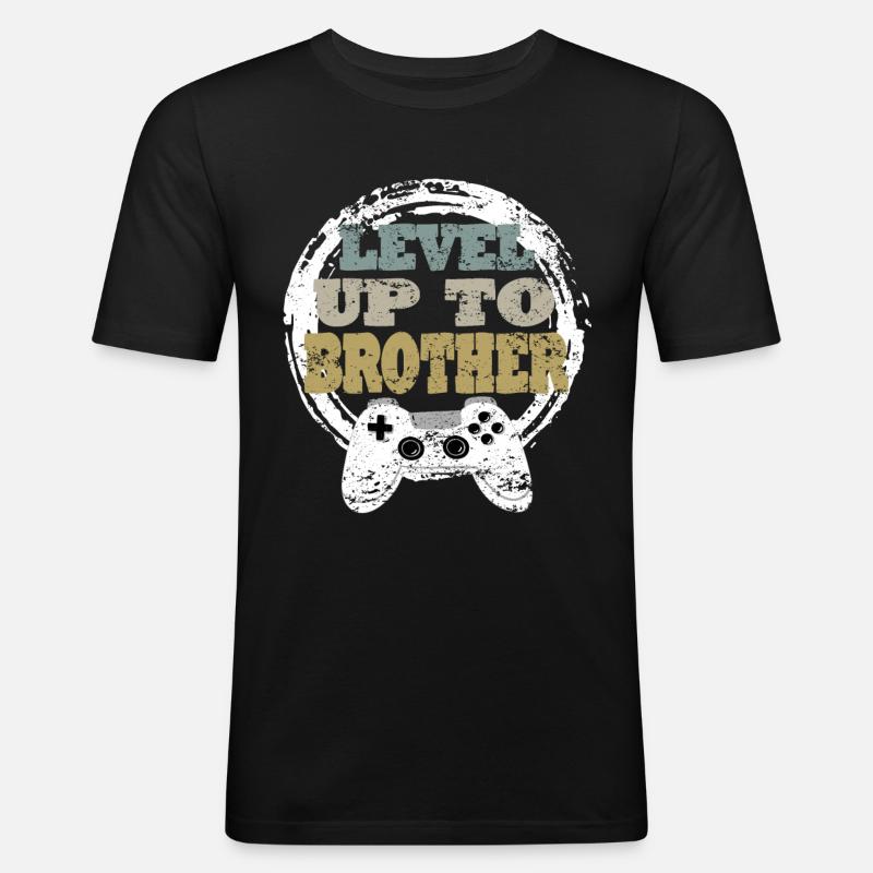 Bruder Gaming Retro Geschenkidee - Männer Slim Fit T-Shirt - Schwarz