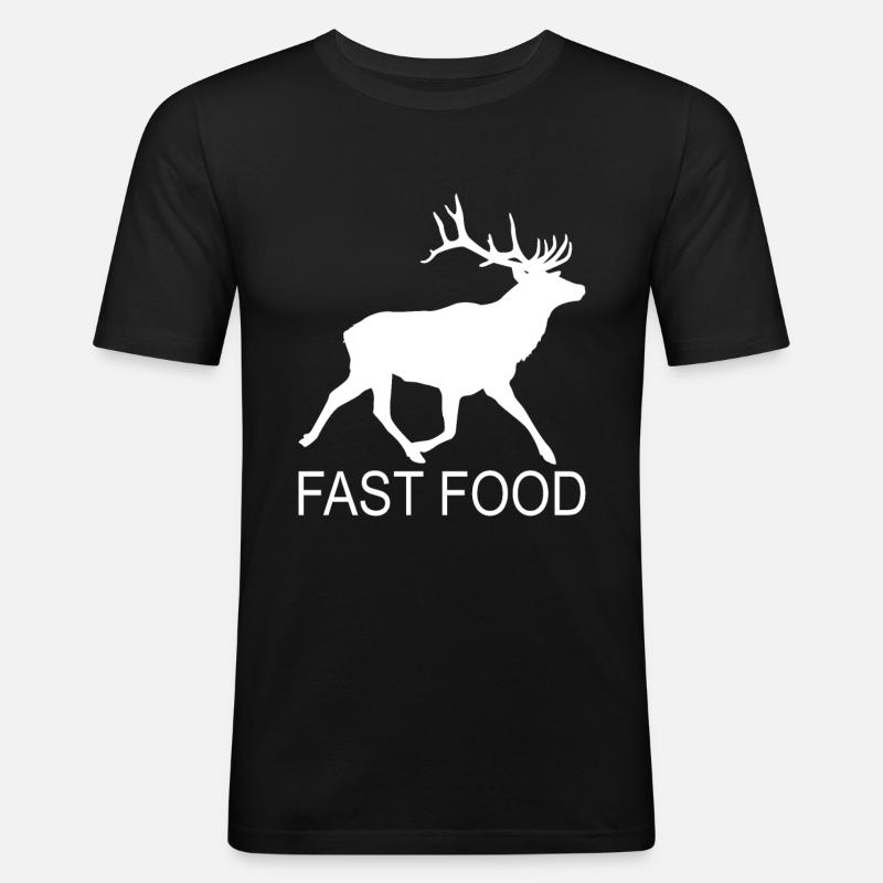 Jäger Jagt.Hirsch Geschenkidee - Männer Slim Fit T-Shirt - Schwarz