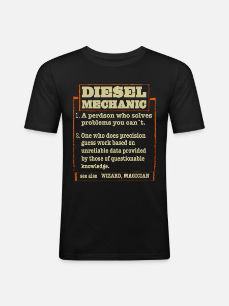 Mechaniker KFZ Auto Geschenkidee - Männer Slim Fit T-Shirt - Schwarz