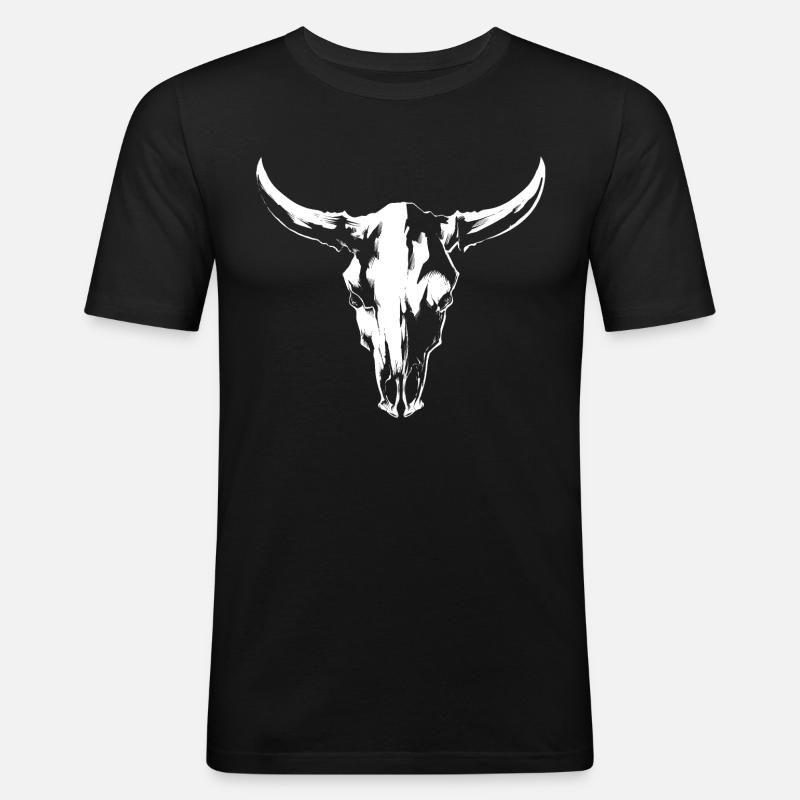 Stier Kopf - Männer Slim Fit T-Shirt - Schwarz