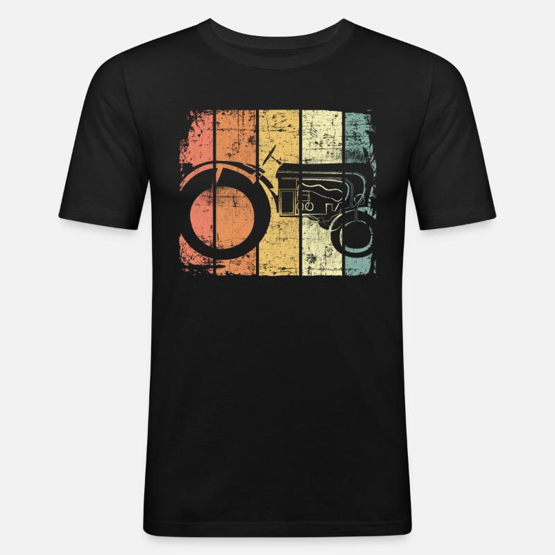 Landwirt Traktor Oldtimer - Männer Slim Fit T-Shirt - Schwarz