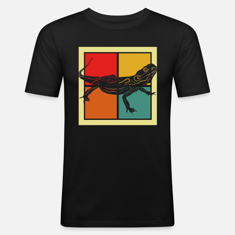 Echse - Männer Slim Fit T-Shirt - Schwarz