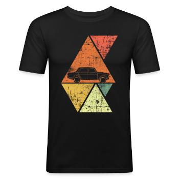 Voitures anciennes - T-shirt près du corps Homme - noir - Devant - Nik (191cm)