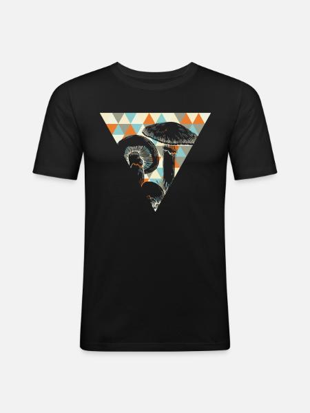Champignons - T-shirt près du corps Homme - noir