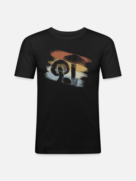 Champignons - T-shirt près du corps Homme - noir