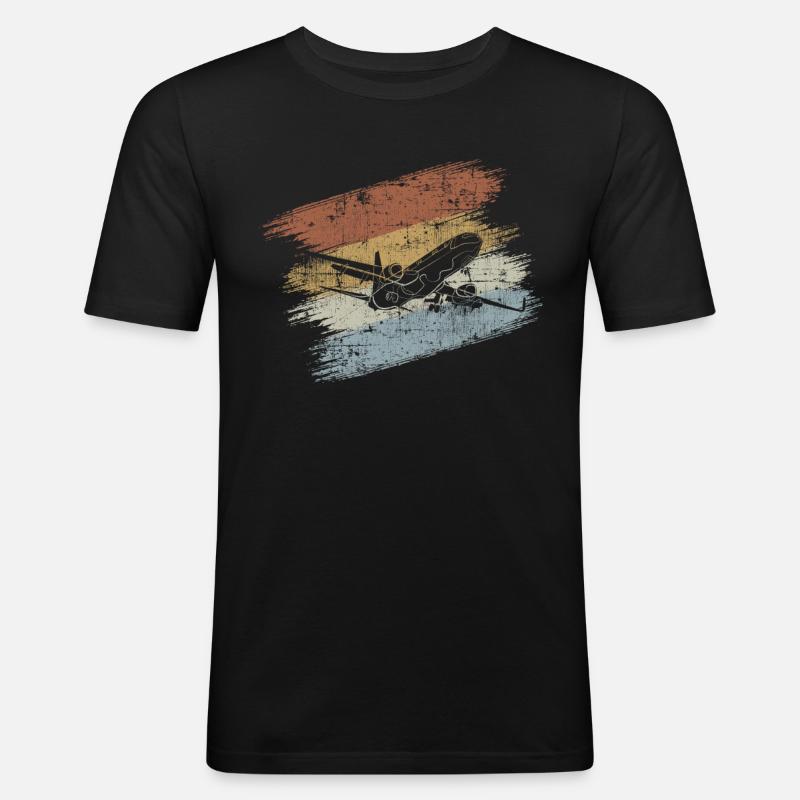Flugzeug Flieger - Männer Slim Fit T-Shirt - Schwarz