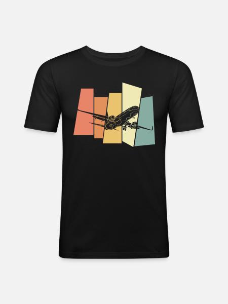 Avion pilote - T-shirt près du corps Homme - noir
