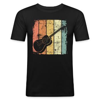 Gitarre - Männer Slim Fit T-Shirt - Schwarz - Vorne - Nik (191cm)