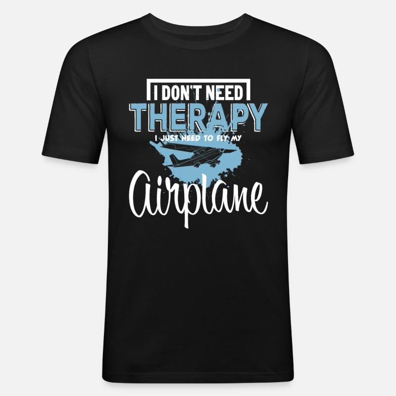 Flugzeug - Männer Slim Fit T-Shirt - Schwarz