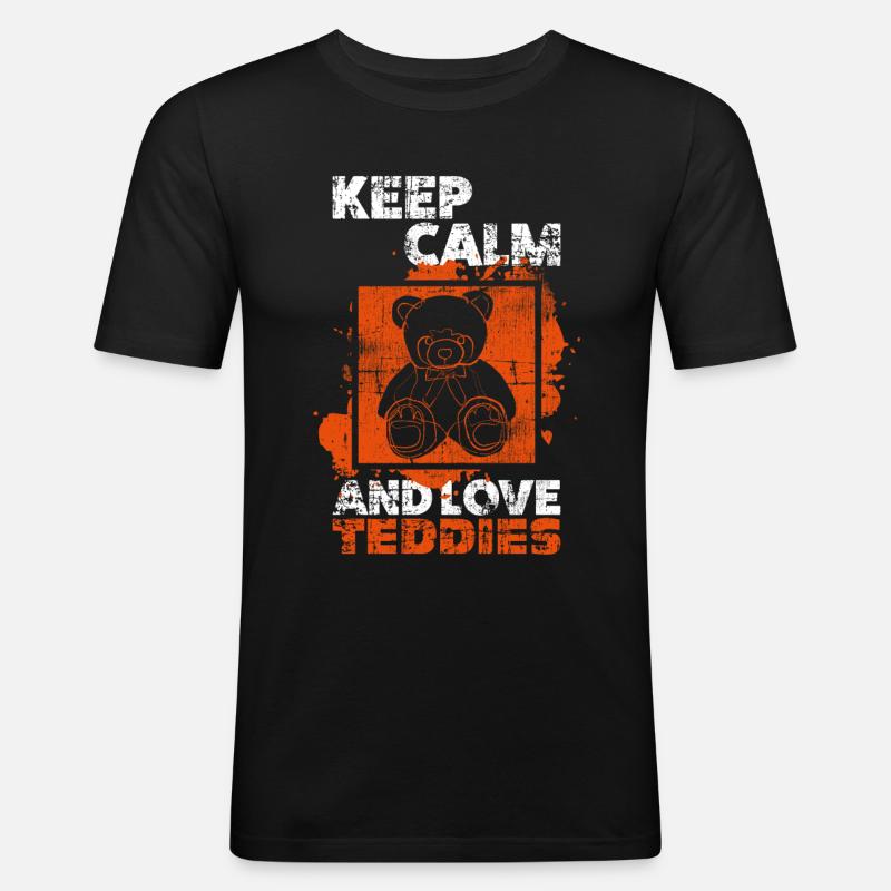 Teddy Teddybär - Männer Slim Fit T-Shirt - Schwarz