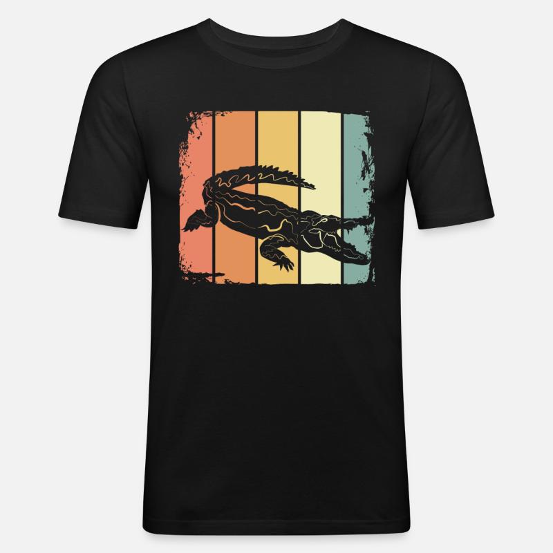 Krokodil - Männer Slim Fit T-Shirt - Schwarz