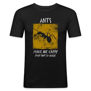 Ameise - Männer Slim Fit T-Shirt - Schwarz - Vorne - Nik (191cm)
