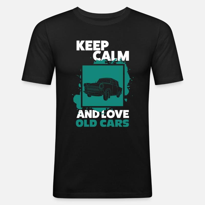 Oldtimer Auto - Männer Slim Fit T-Shirt - Schwarz