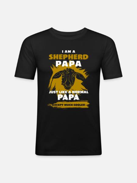 Schaf Hirte Papa - Männer Slim Fit T-Shirt - Schwarz