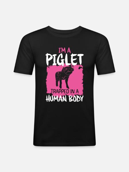 Piglet Pig - Men's Slim Fit T-Shirt - black