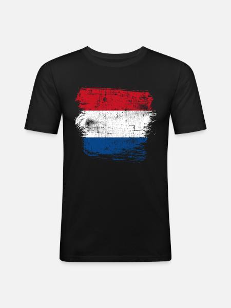 Pays-Bas Pays pavillon - T-shirt près du corps Homme - noir