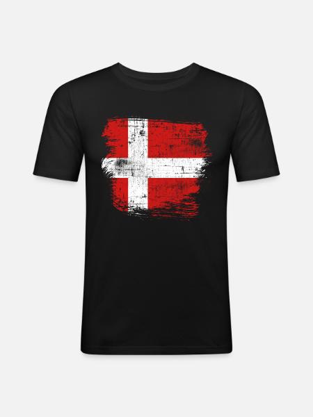 Denmark Flag - Men's Slim Fit T-Shirt - black