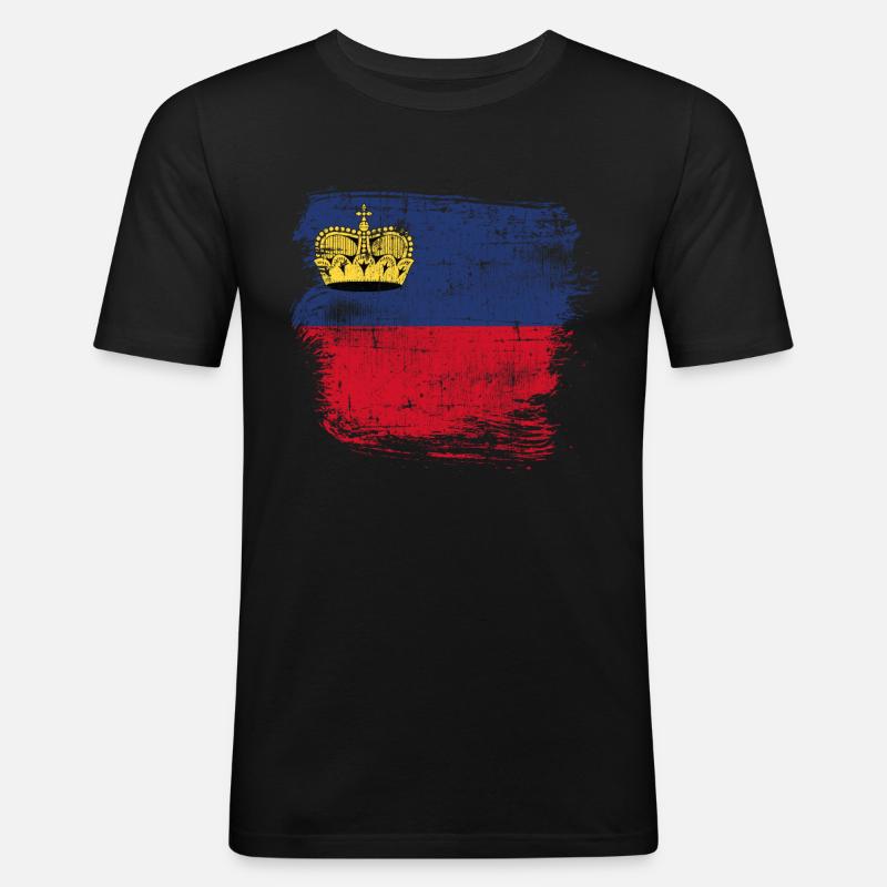 Lichtenstein Flagge - Männer Slim Fit T-Shirt - Schwarz