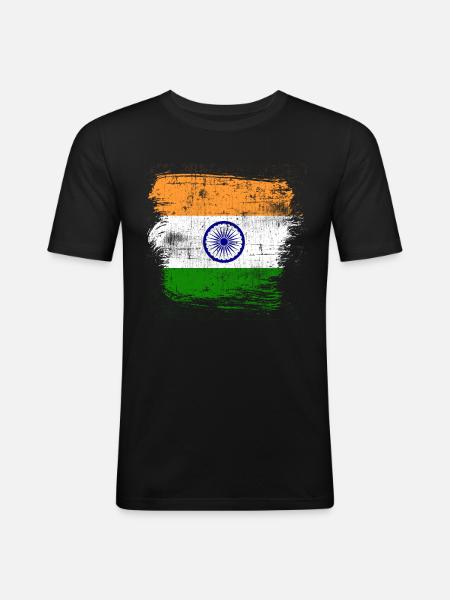 Inde - T-shirt près du corps Homme - noir