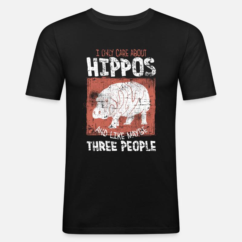 Nilpferd - Männer Slim Fit T-Shirt - Schwarz