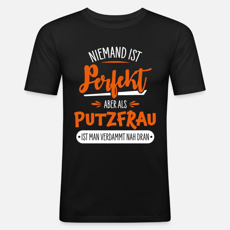 Putzfrau - Männer Slim Fit T-Shirt - Schwarz