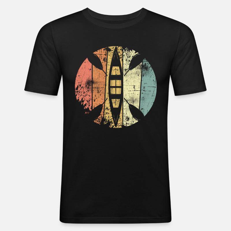 Kajak retro - Männer Slim Fit T-Shirt - Schwarz