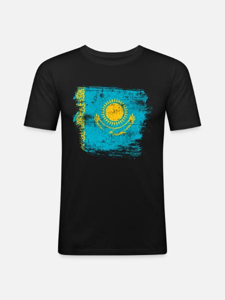 Kazakhstan - Men's Slim Fit T-Shirt - black