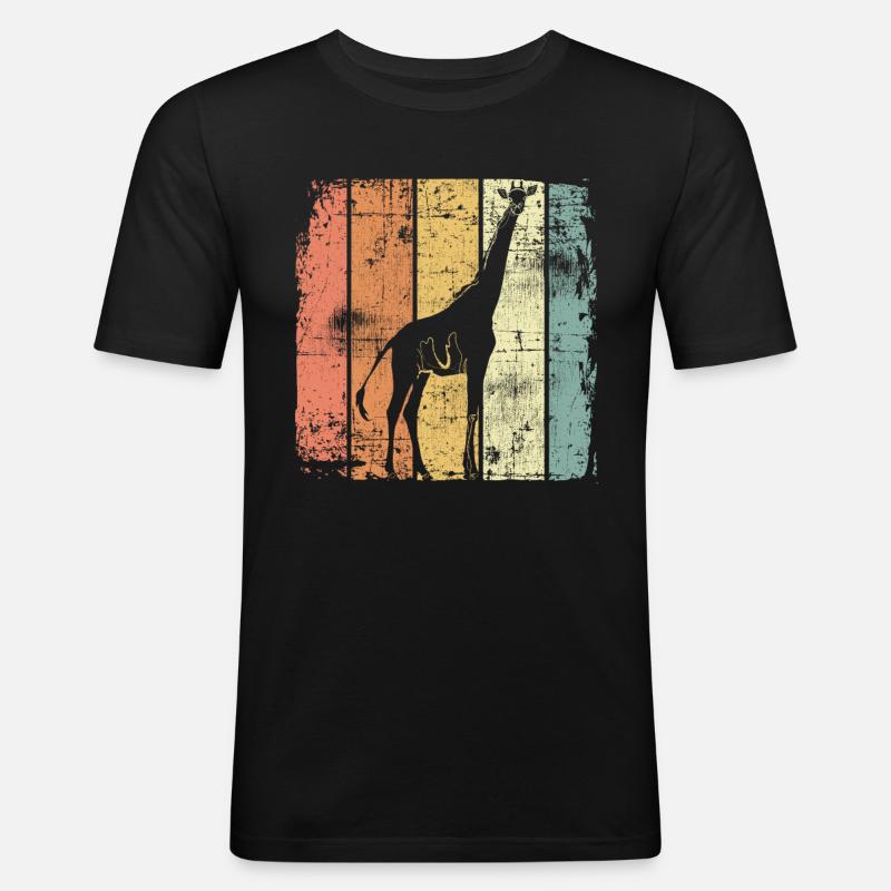 Giraffe - Männer Slim Fit T-Shirt - Schwarz