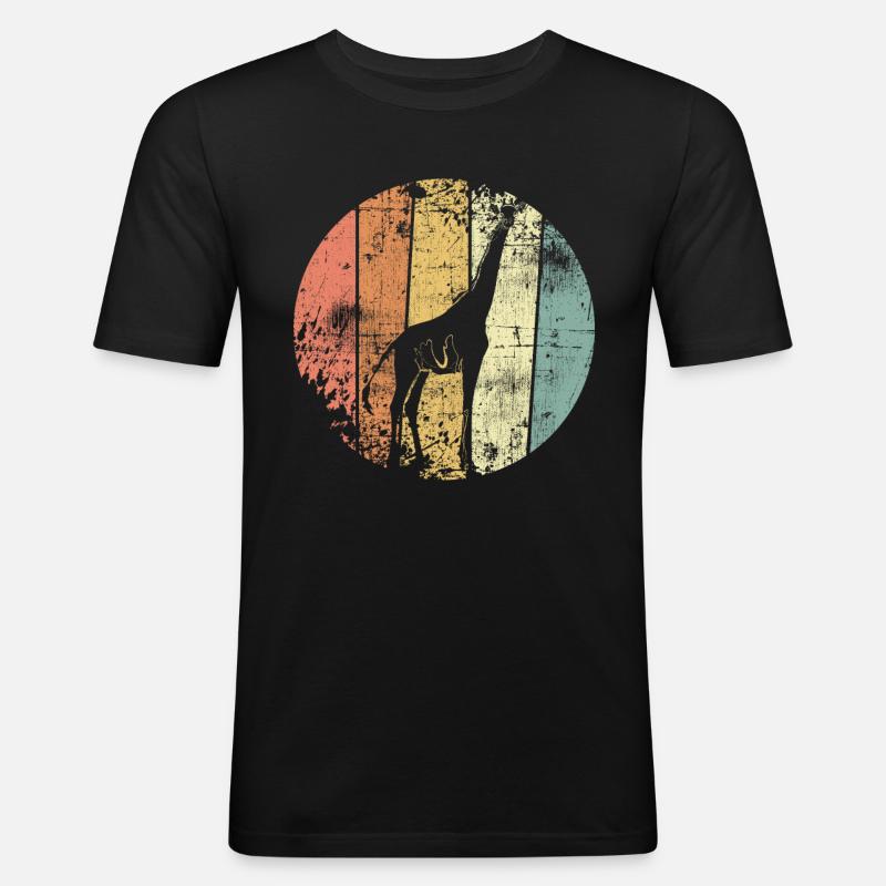 Giraffe retro - Männer Slim Fit T-Shirt - Schwarz
