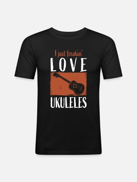 Ukulele - Männer Slim Fit T-Shirt - Schwarz