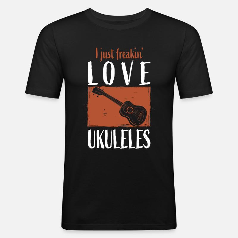 Ukulele - Männer Slim Fit T-Shirt - Schwarz