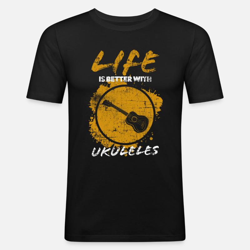 Ukulele - Männer Slim Fit T-Shirt - Schwarz